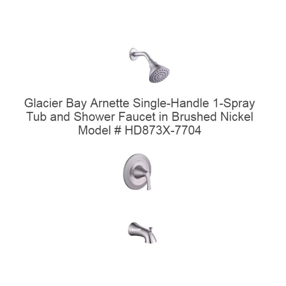 Glacier Bay Arnette Single-Handle 1-Spray Tub & Shower Faucet Brushed Nickel New
